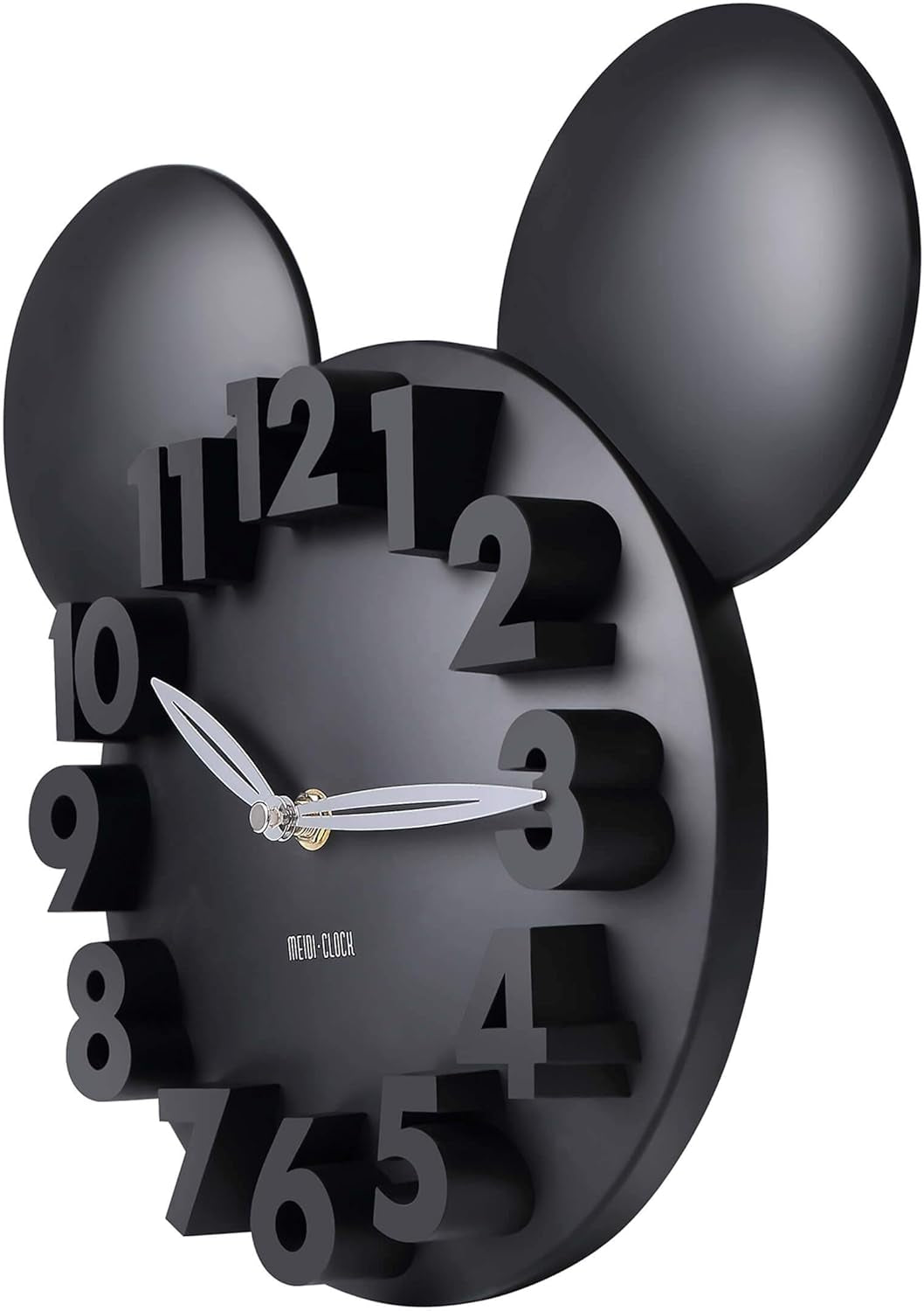 MEIDI CLOCK Modern Design Mickey Mouse Big Digit 3D Wall Clock Home Decor Decoration - Black